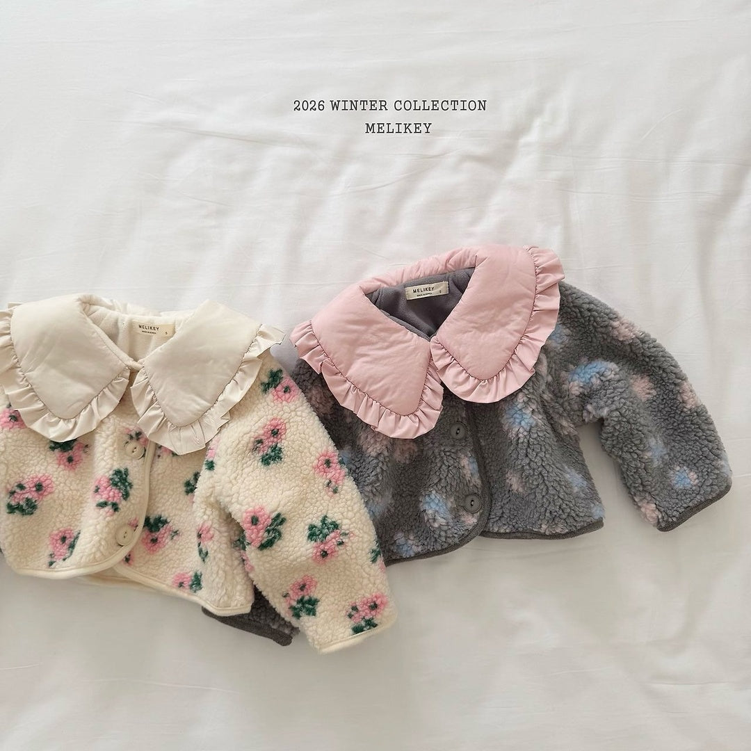 [Melikey] Flower boa jacket