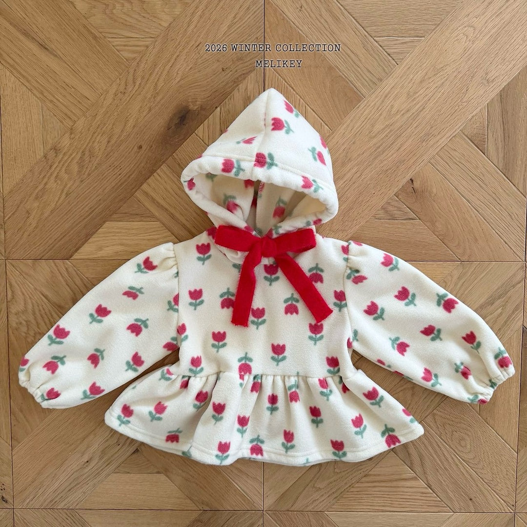 [Melikey] Flower frill hoodie
