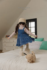 [Melikey] Cancan velvet denim one-piece