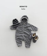 [BONITO] Stripe terry hood rompers