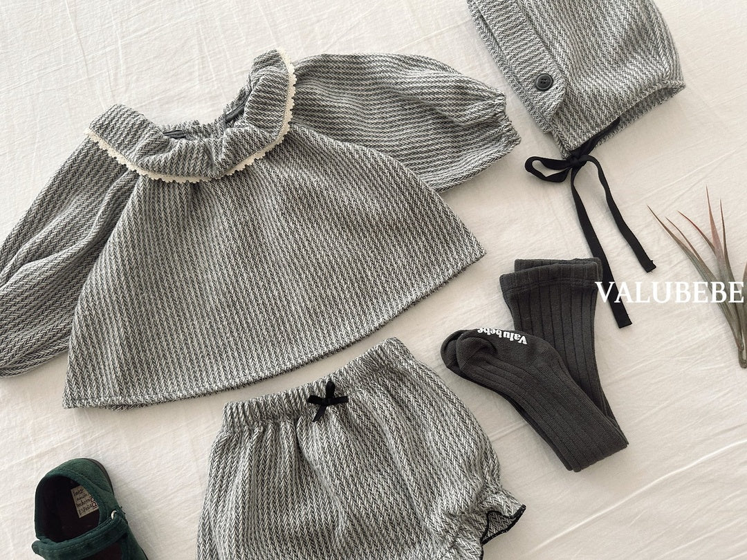 [valubebe] Herringbone frill blouse