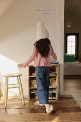 [Melikey] Velvet ribbon denim pants