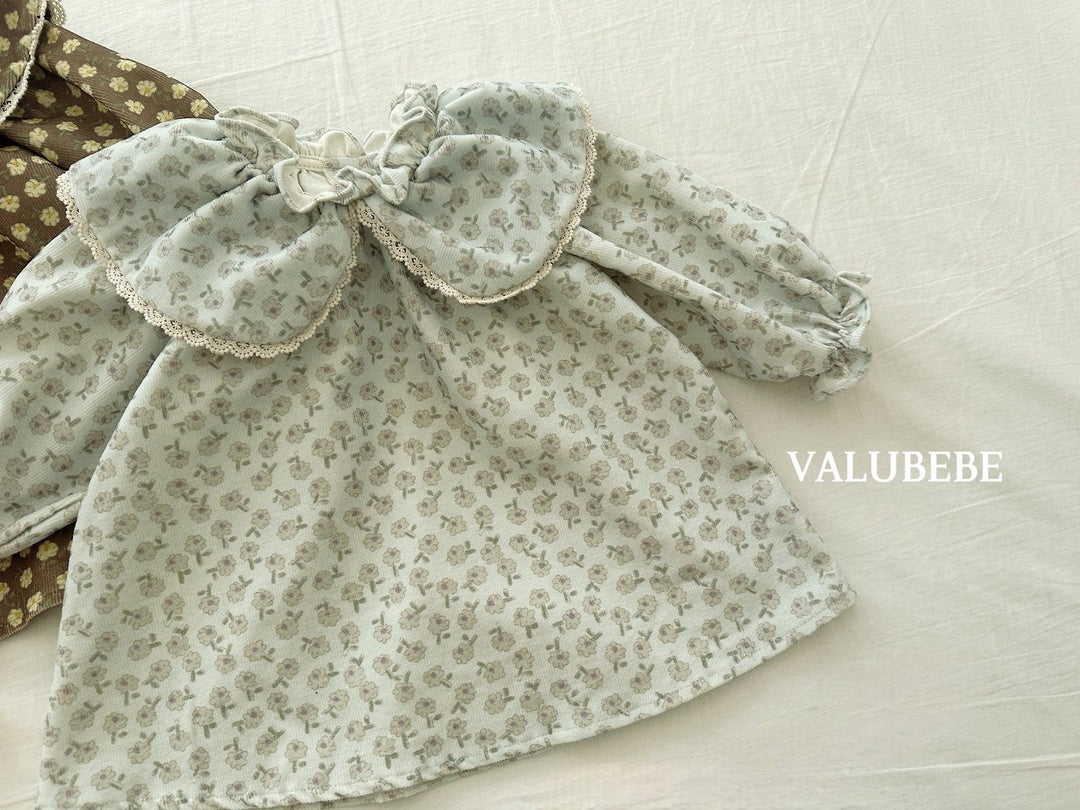 [valubebe] Flower collar corduroy one-piece