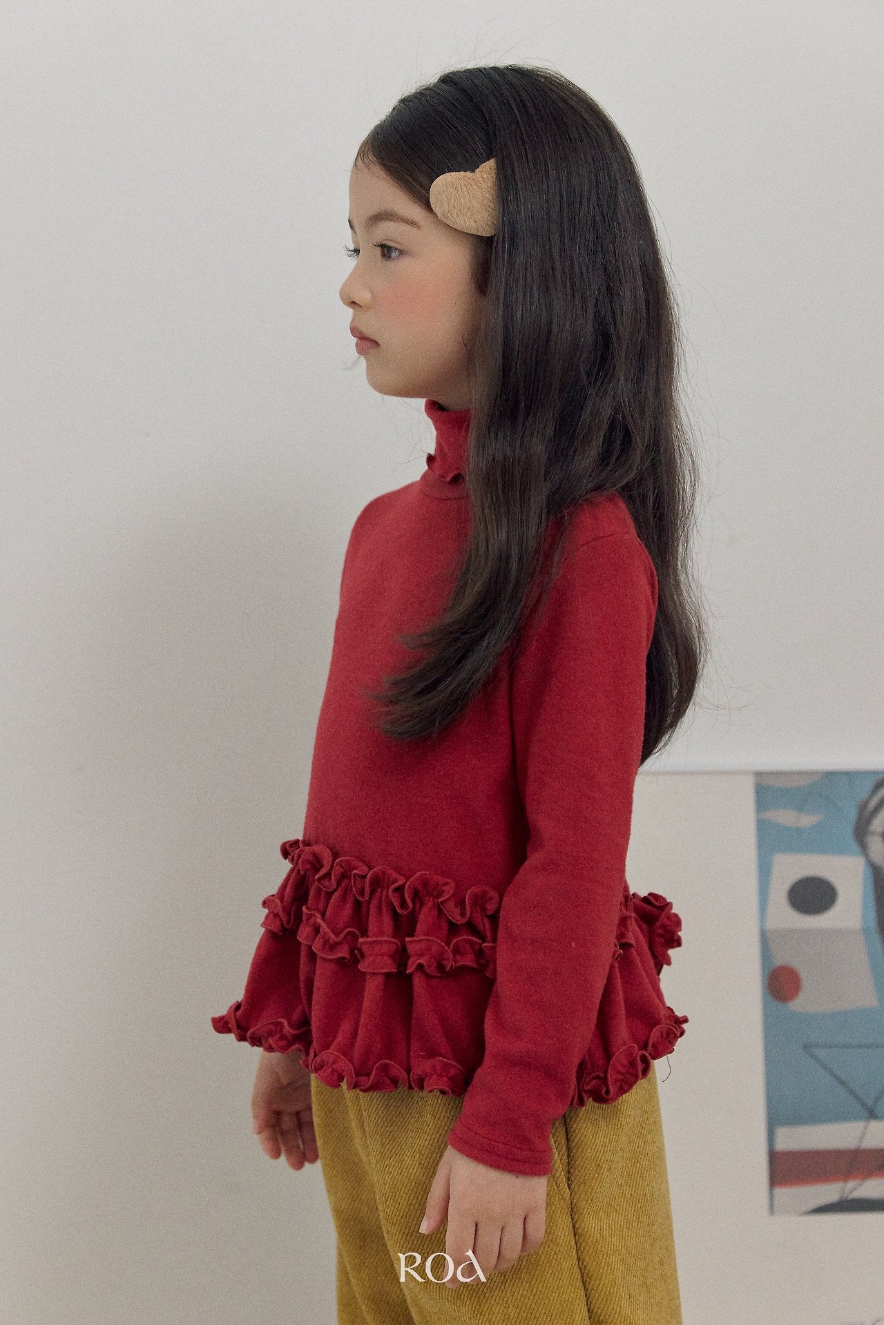 [ROA] Soft turtleneck frill tops