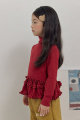 [ROA] Soft turtleneck frill tops