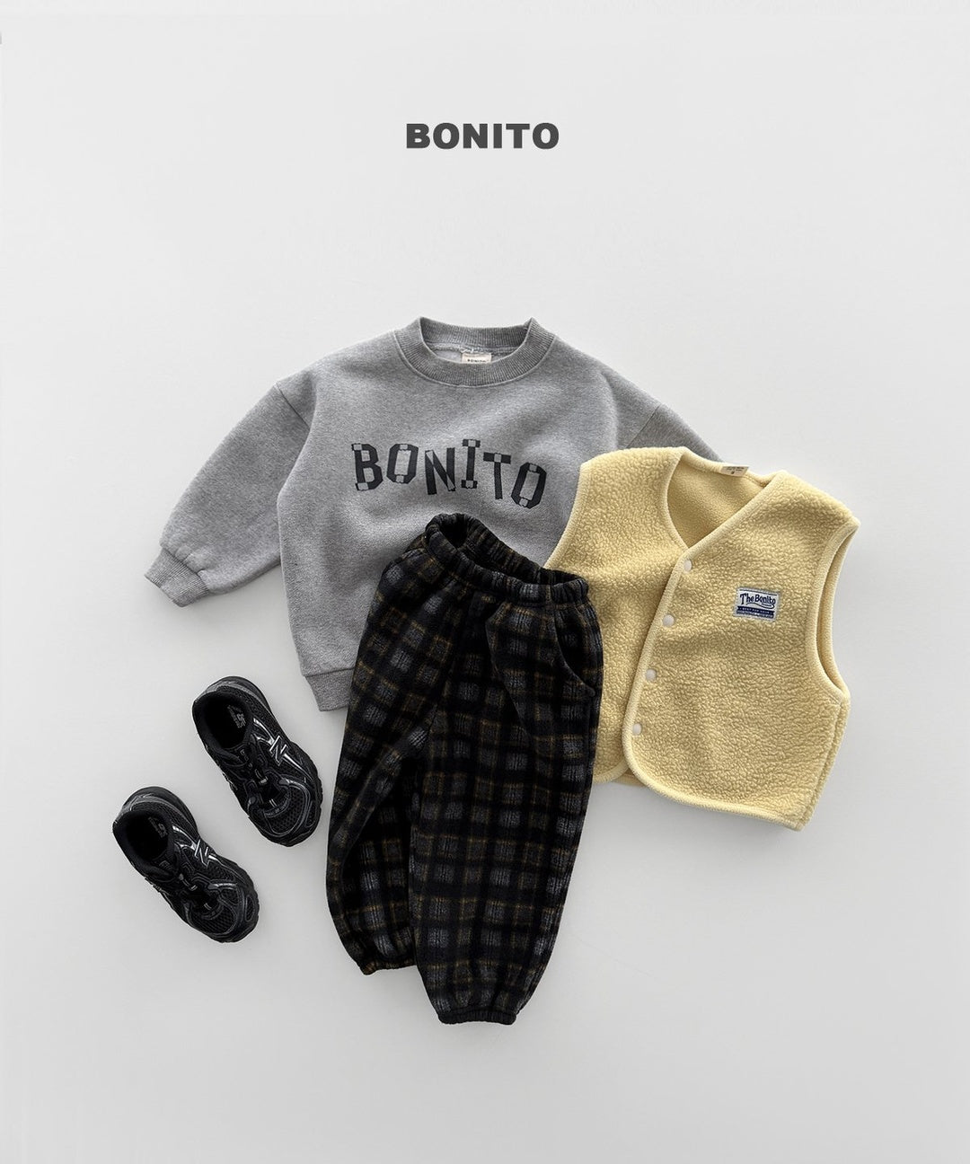 [BONITO] Check fleece jogger pants