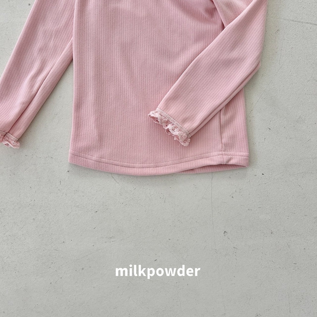 [milk powder] Marie lace halfneck tee
