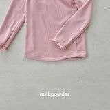 [milk powder] Marie lace halfneck tee