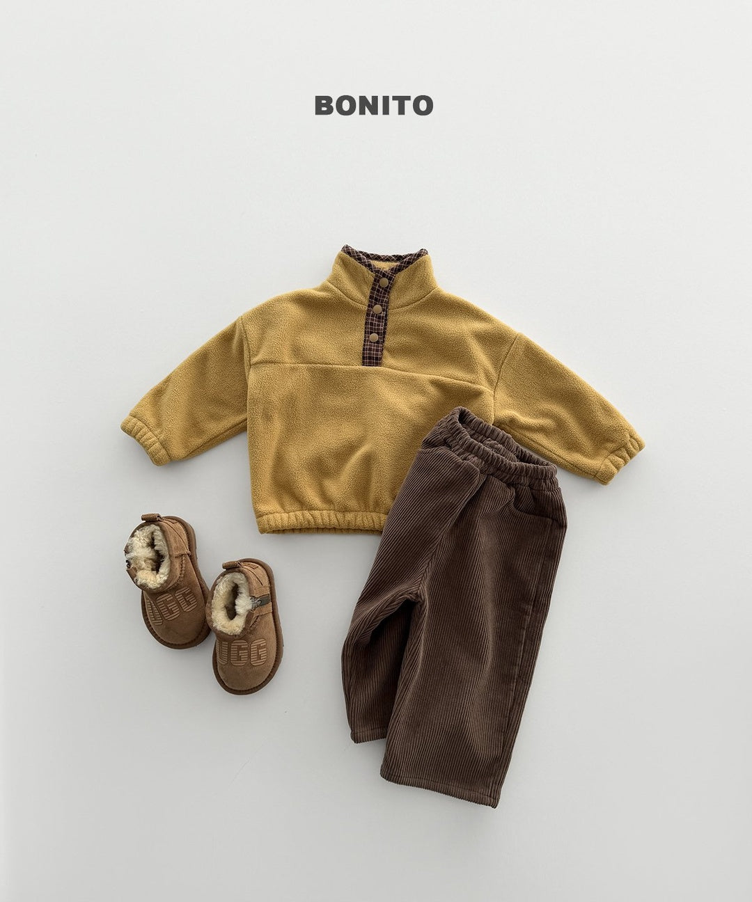[BONITO] Check placket fleece