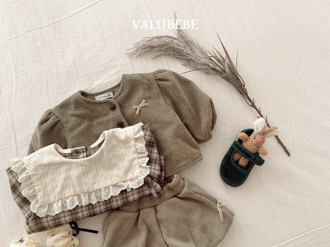 [valubebe] Ribbon puff wool jacket