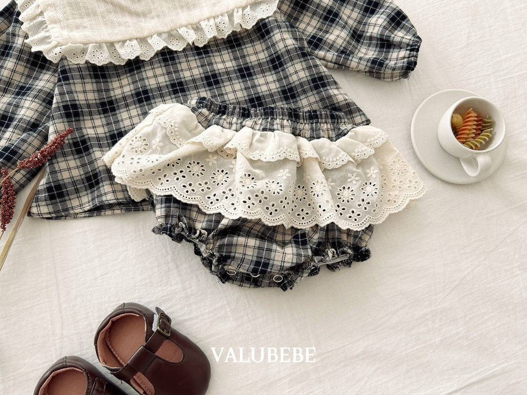 [valubebe] Checked lace bloomer