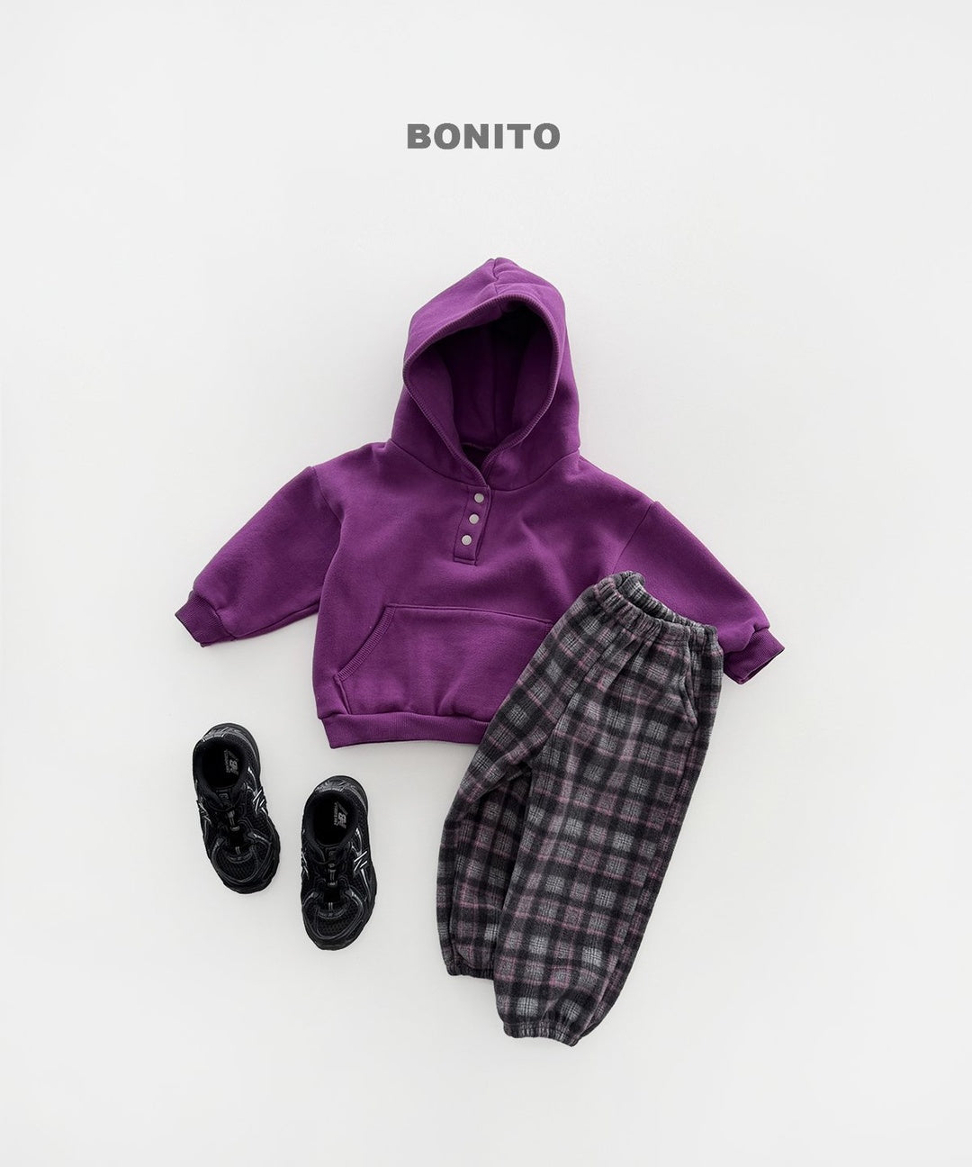 [BONITO] Round placket hood tee