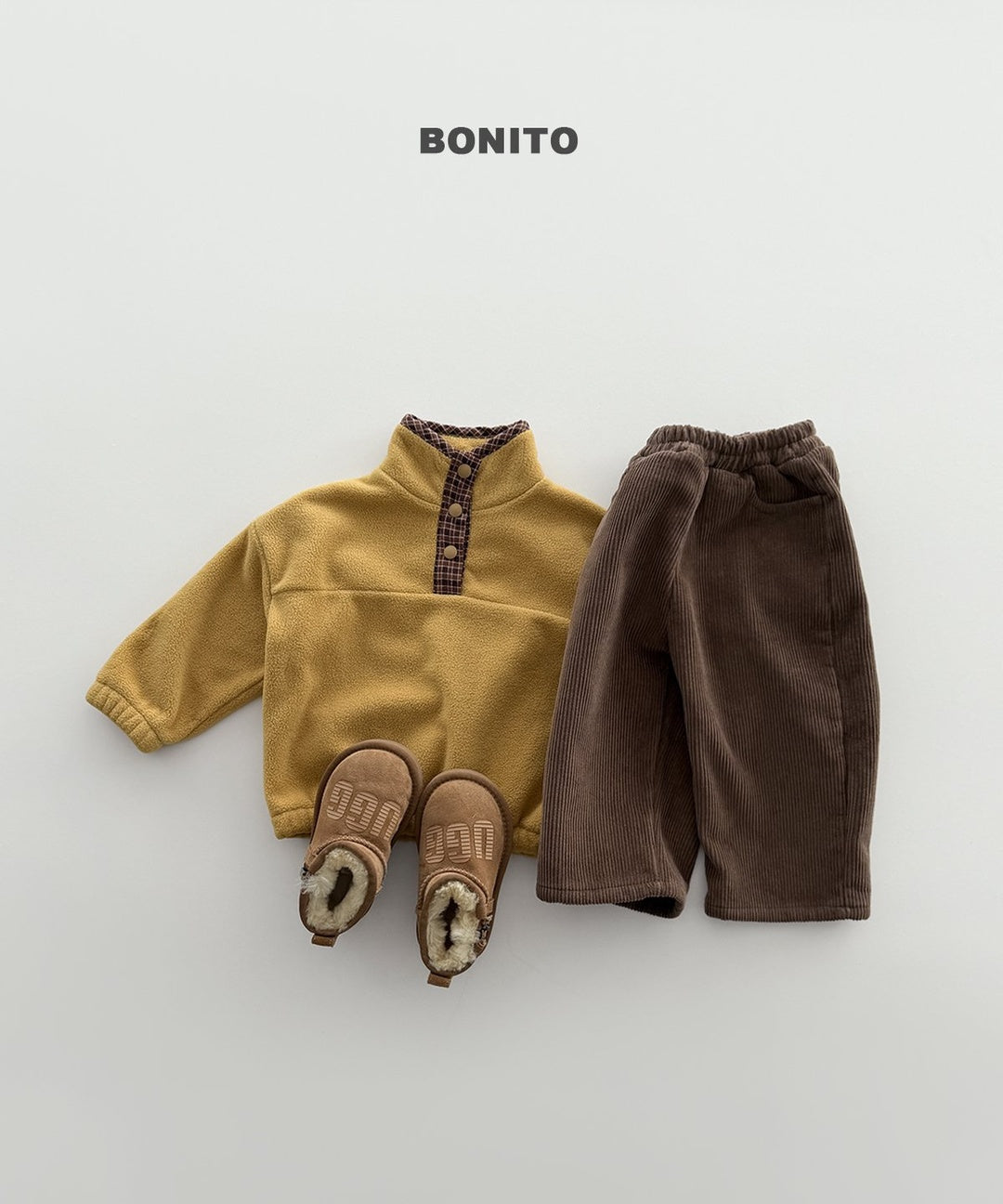 [BONITO] Check placket fleece