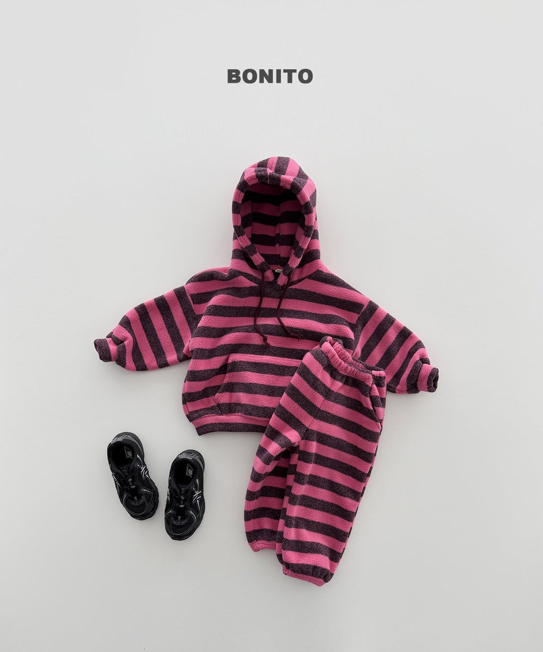 [BONITO] Stripe fleece hood