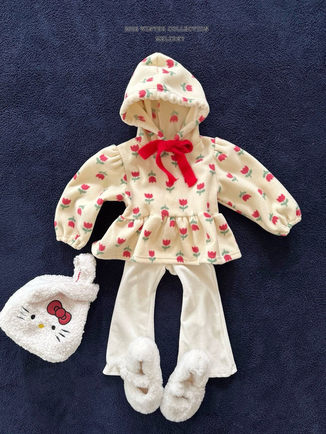 [Melikey] Flower frill hoodie