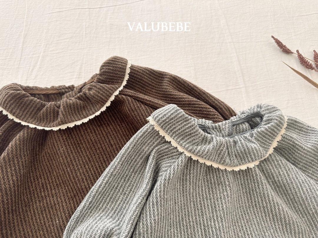 [valubebe] Herringbone frill blouse