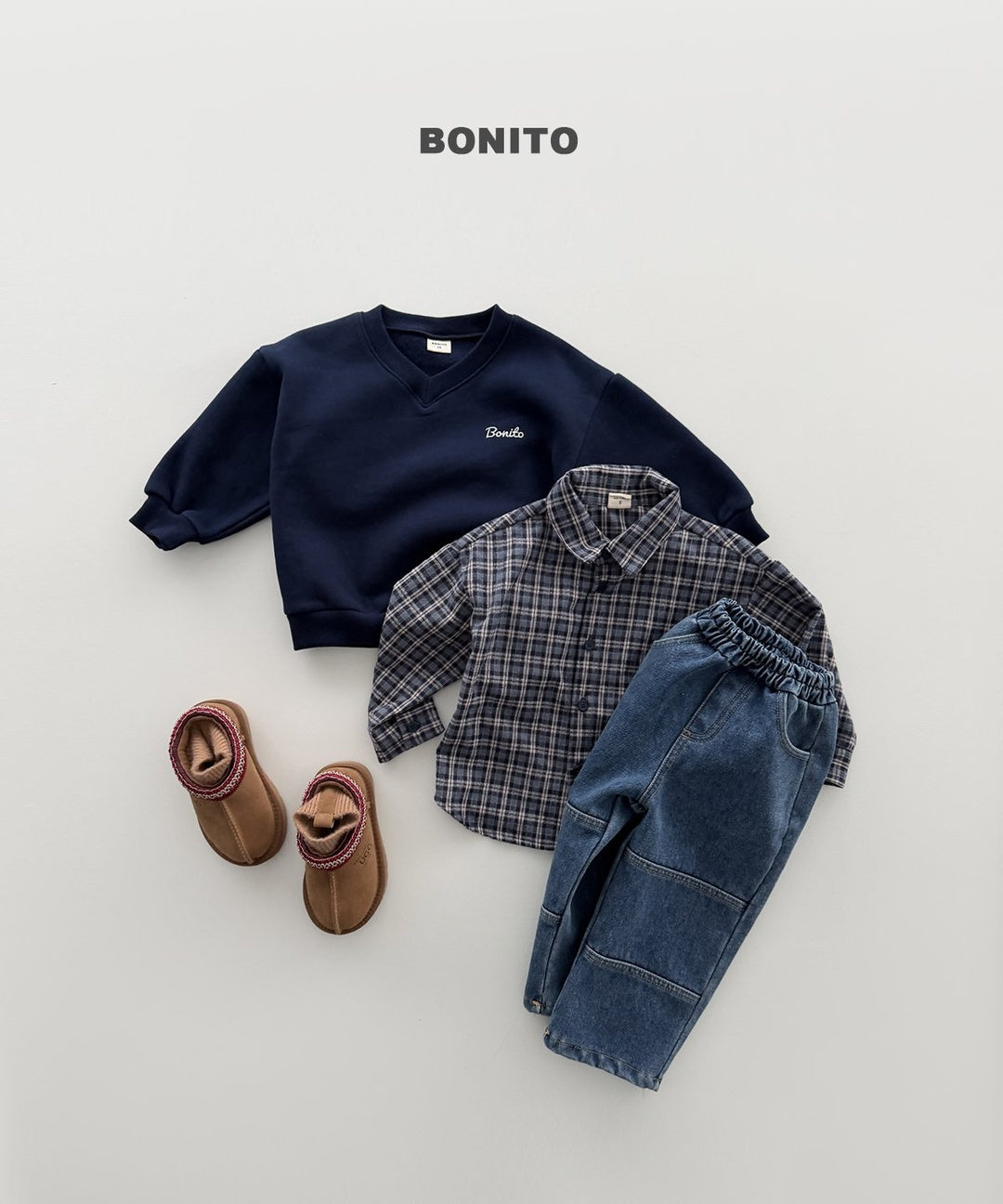 [BONITO] Warm check shirt