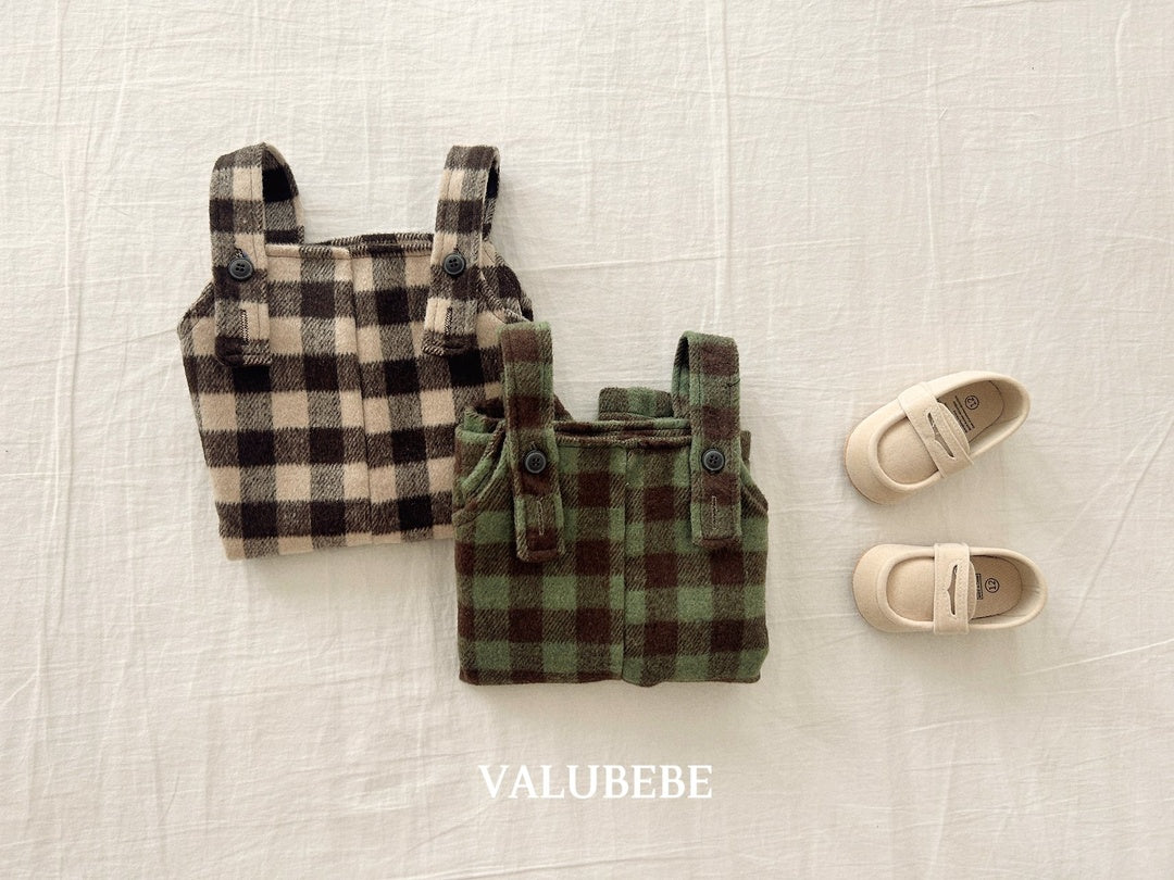 [valubebe] Almond check overalls