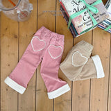 [Melikey] Corduroy heart flare pants