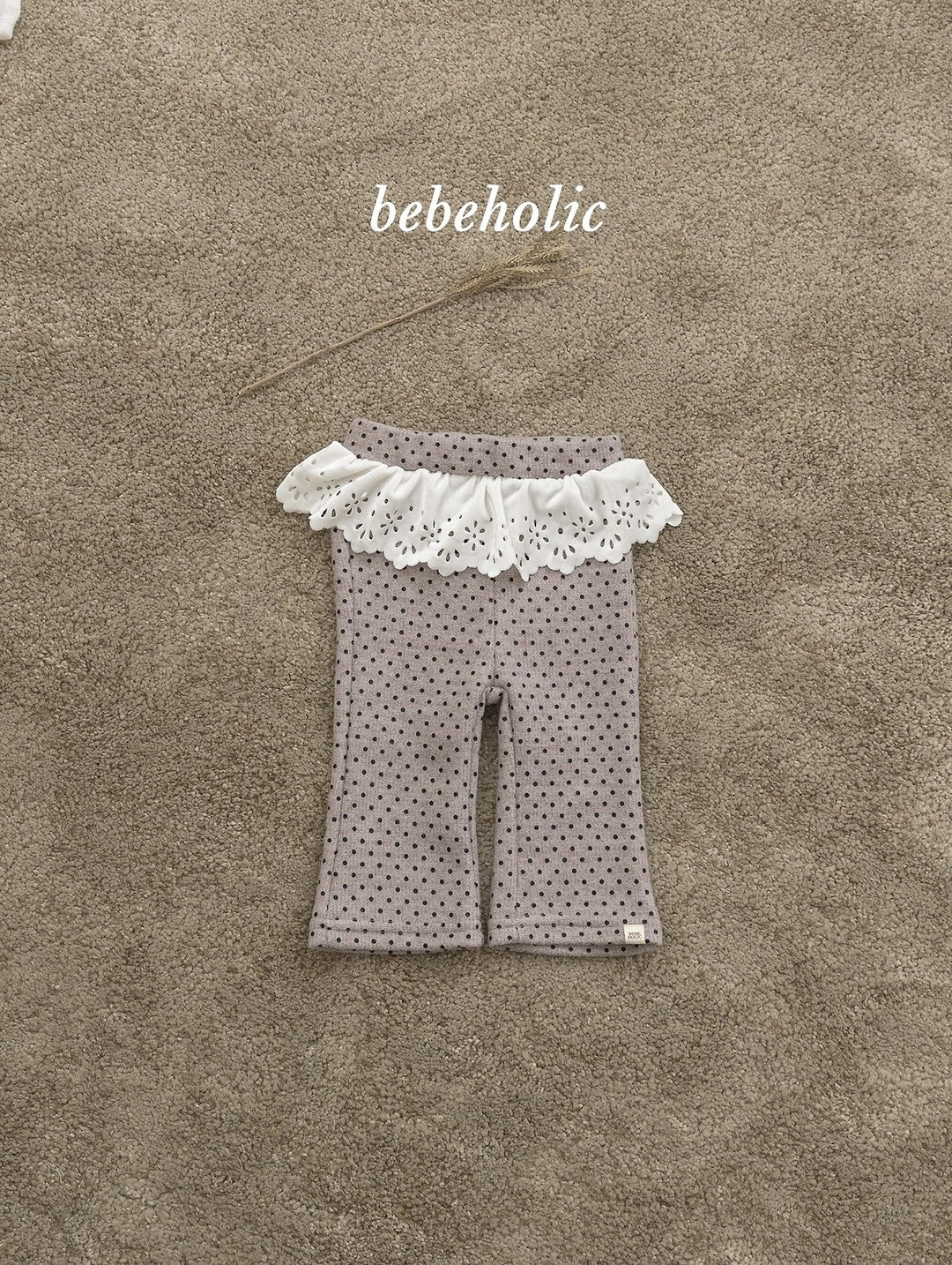 [bebeholic] Dot lace flare pants