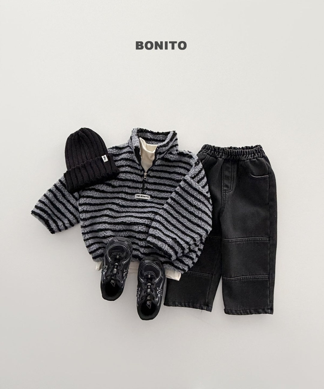 [BONITO] Boa stripe half zip