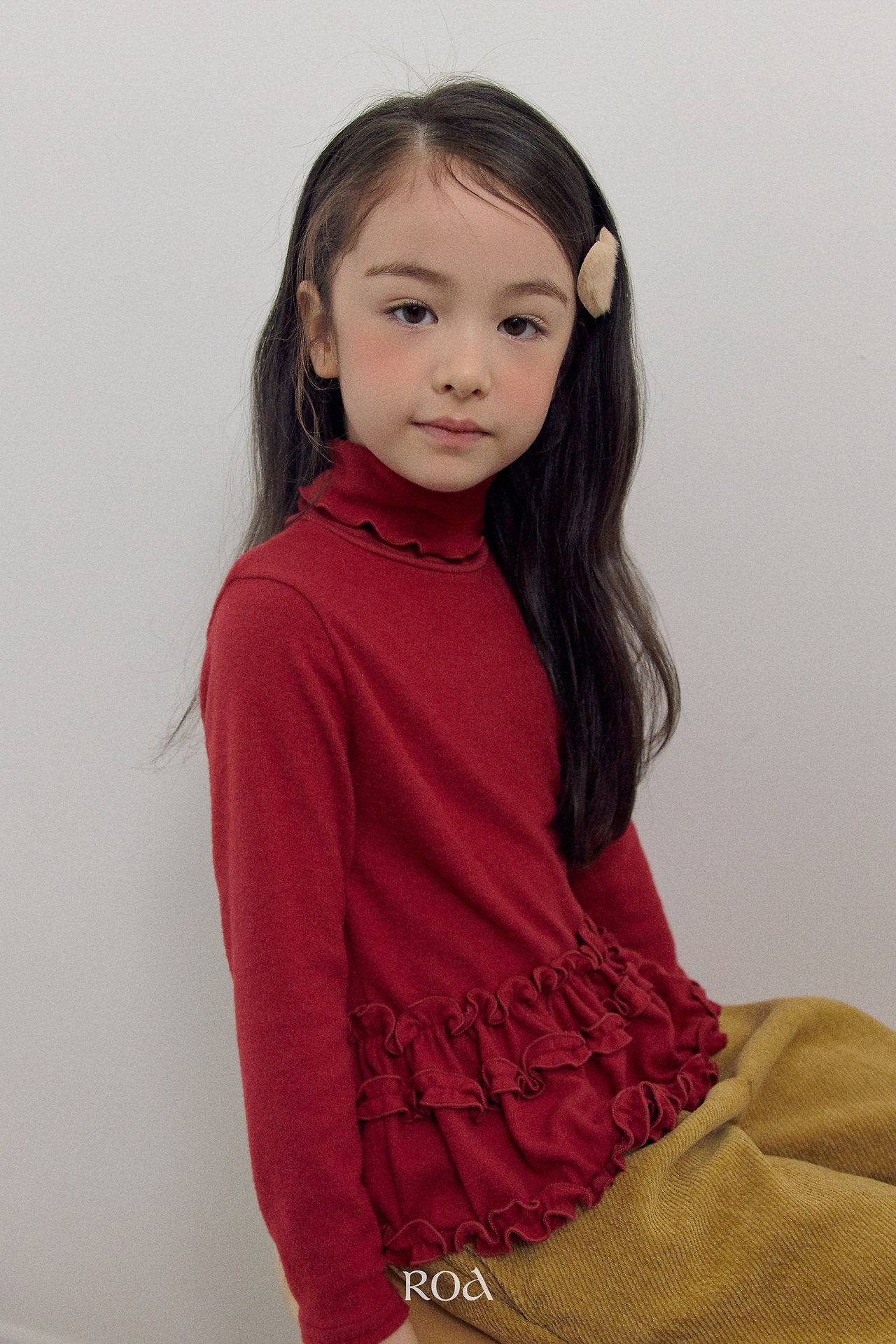 [ROA] Soft turtleneck frill tops