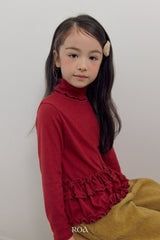 [ROA] Soft turtleneck frill tops
