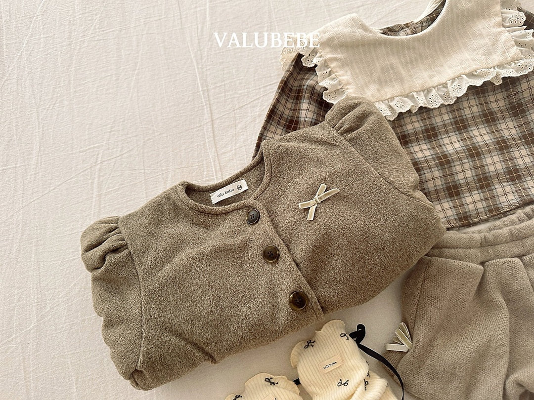 [valubebe] Ribbon puff wool jacket