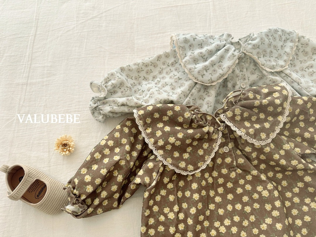[valubebe] Flower collar corduroy one-piece