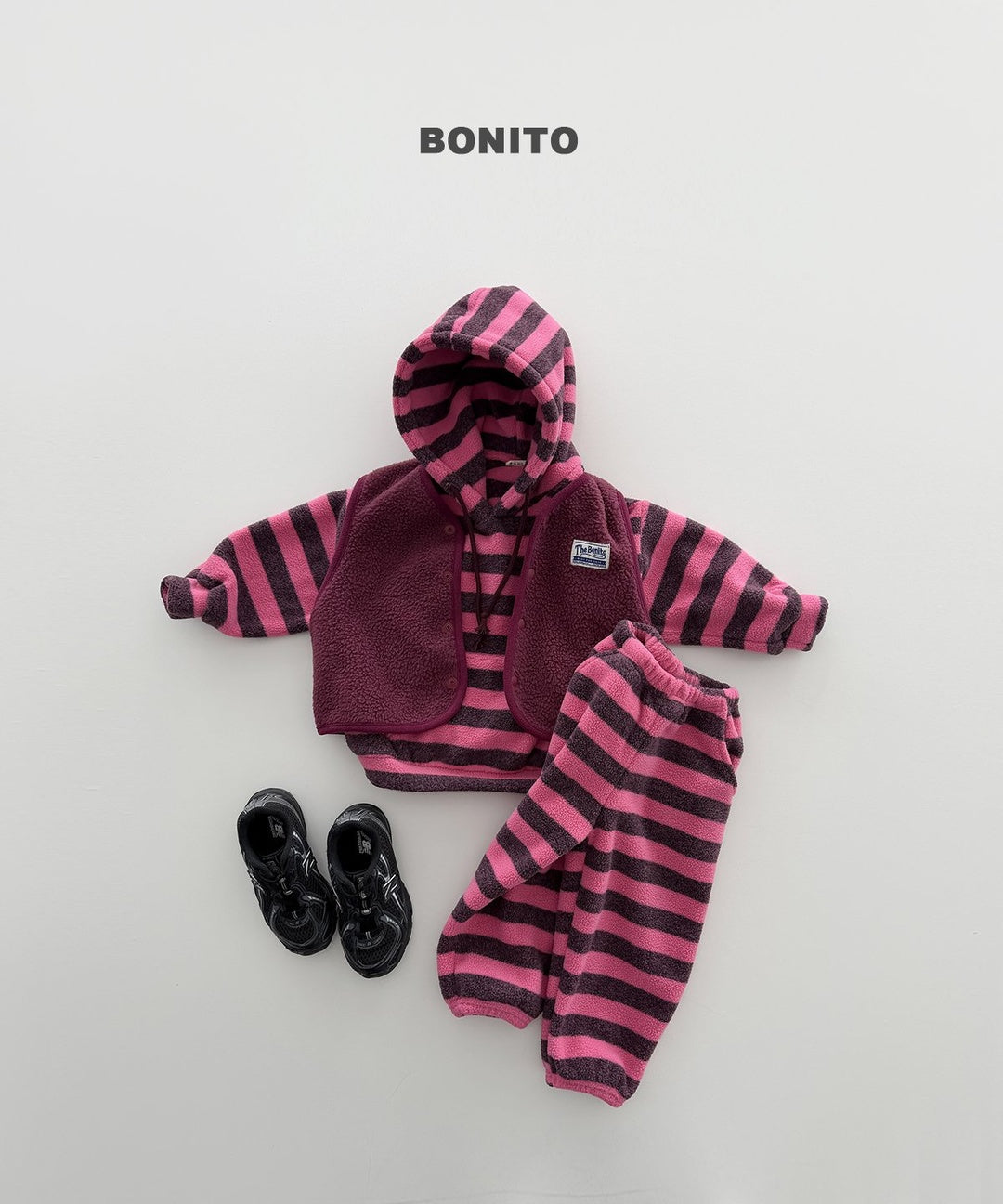 [BONITO] Stripe fleece jogger pants