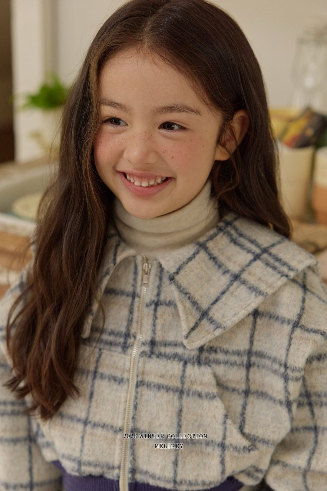 [Melikey] Wool check sailor jacket