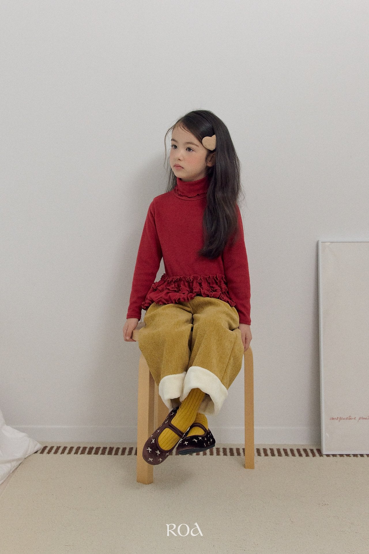 [ROA] Soft turtleneck frill tops