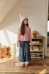 [Melikey] Velvet ribbon denim pants