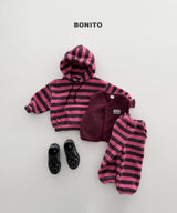 [BONITO] Stripe fleece hood
