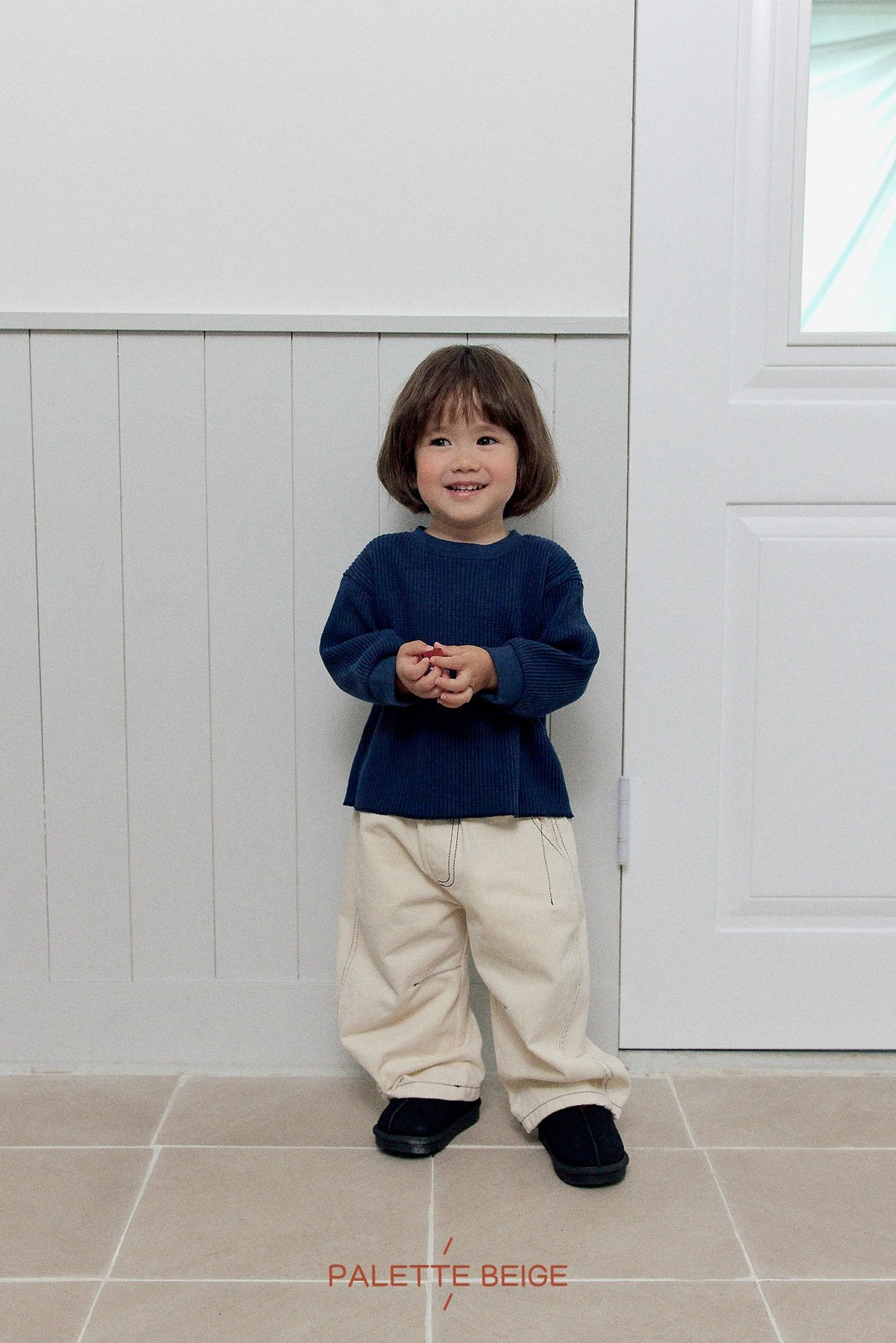 [PALETTE BEIGE] Curve stitch pants