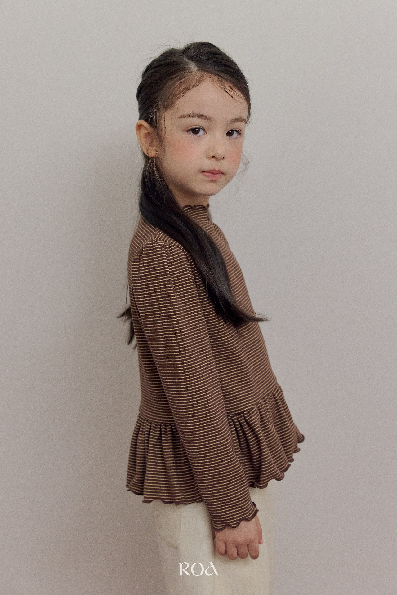 [ROA] Nana stripe halfneck tops
