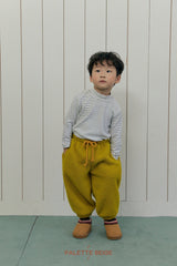 [PALETTE BEIGE] Stripe slim half turtleneck