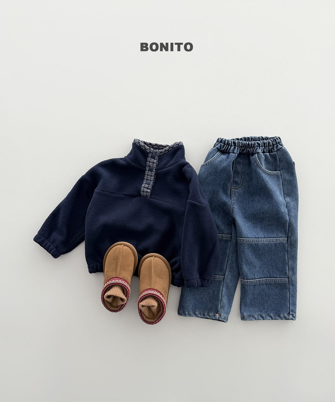 [BONITO] Check placket fleece