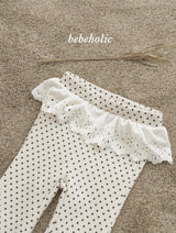 [bebeholic] Dot lace flare pants
