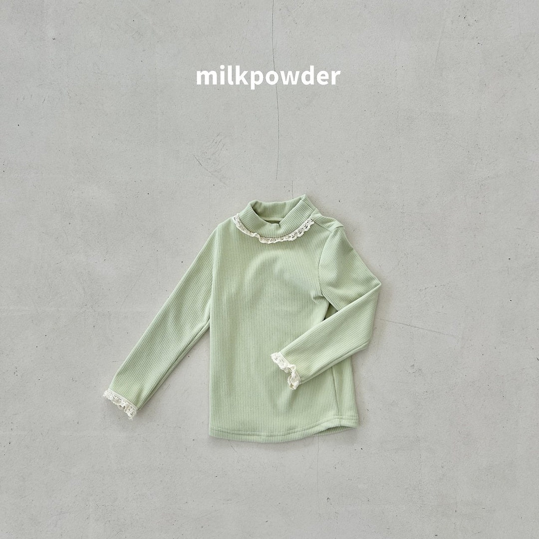 [milk powder] Marie lace halfneck tee