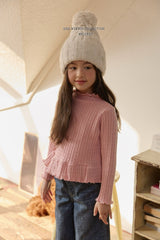 [Melikey] Cable knit frill tee