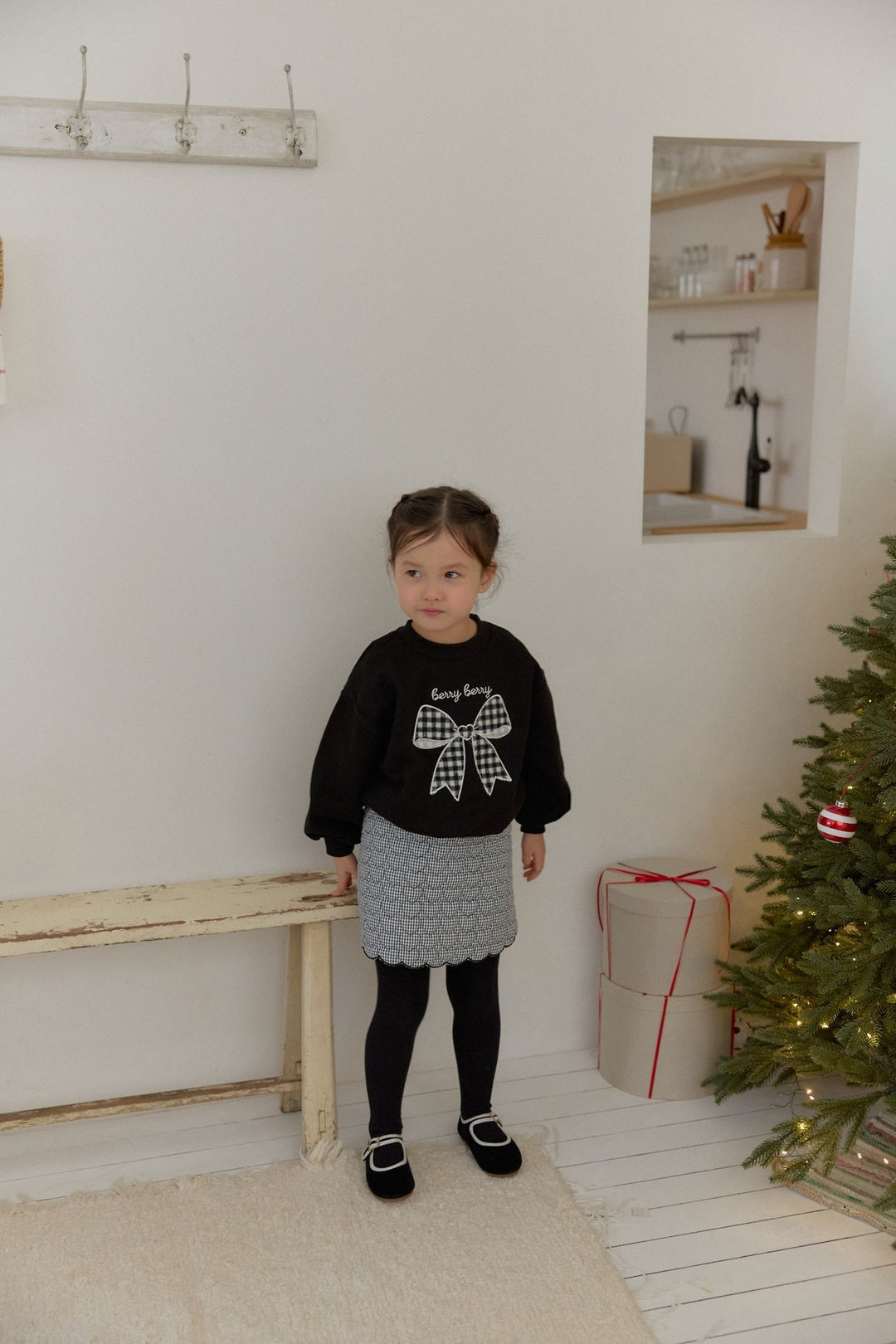 [berryberry] Merry check ribbon mtm