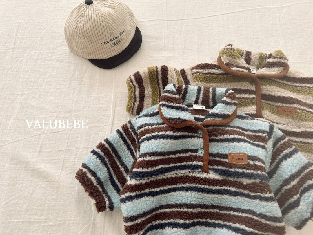 [valubebe] Wrinkle stripe collar anorak