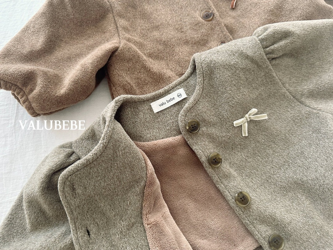 [valubebe] Ribbon puff wool jacket