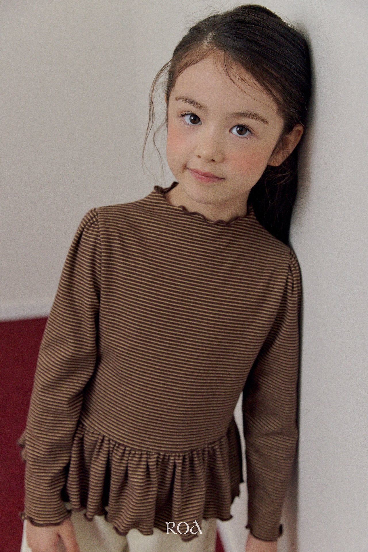 [ROA] Nana stripe halfneck tops
