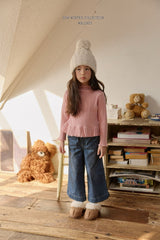 [Melikey] Velvet ribbon denim pants