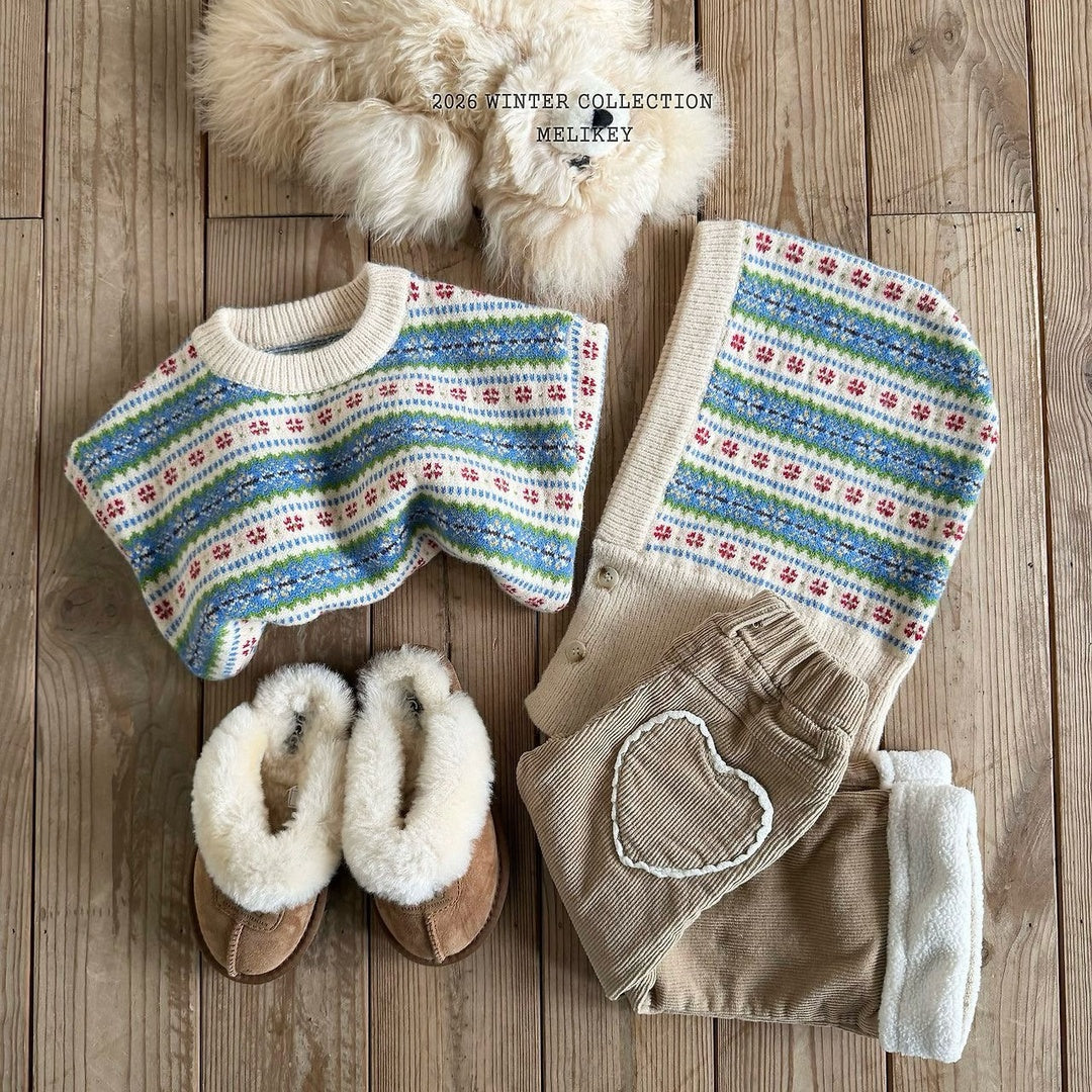 [Melikey] Corduroy heart flare pants