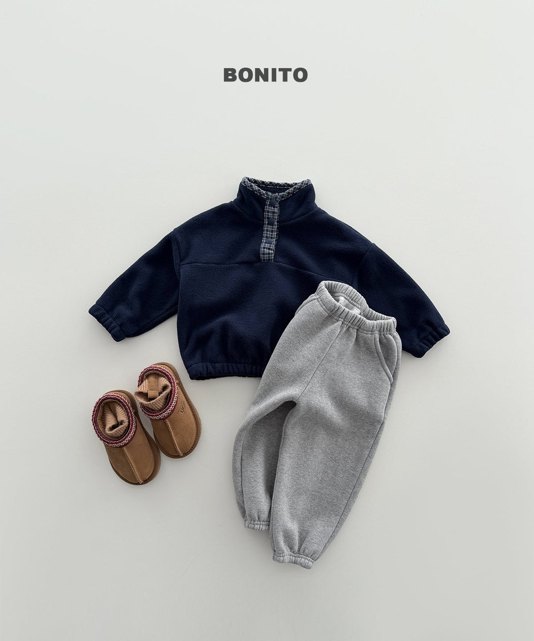 [BONITO] Check placket fleece