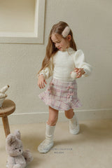 [Melikey] Check ribbon frill skirt