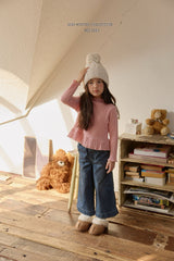 [Melikey] Velvet ribbon denim pants